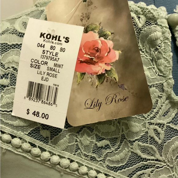 Lily Rose Mint Green Nightgown Size Small NWT - Picture 3 of 9